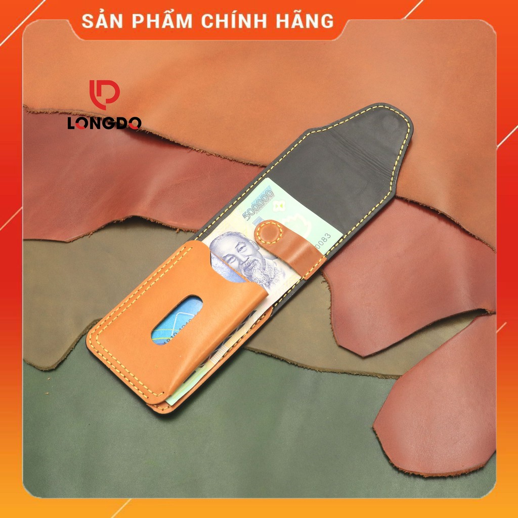 Ví Sen 5 Cao Cấp - Cam Kết 100% Da Bò Thật - Bóp Nam Mini Màu Vàng Bò Hàng Chính Hãng Thương Hiệu Longdo Leather