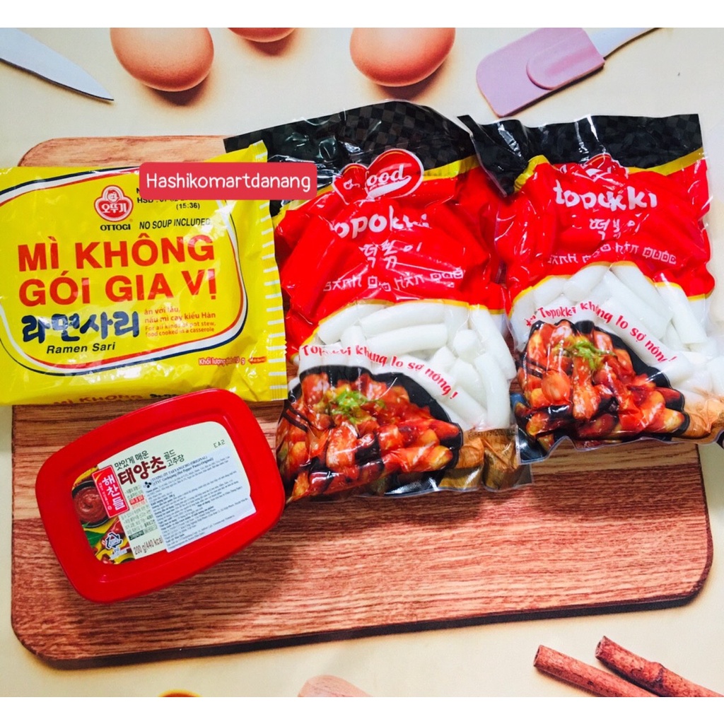 1kg bánh gạo kèm tương ớt gochujang 200g tặng mì không gia vị