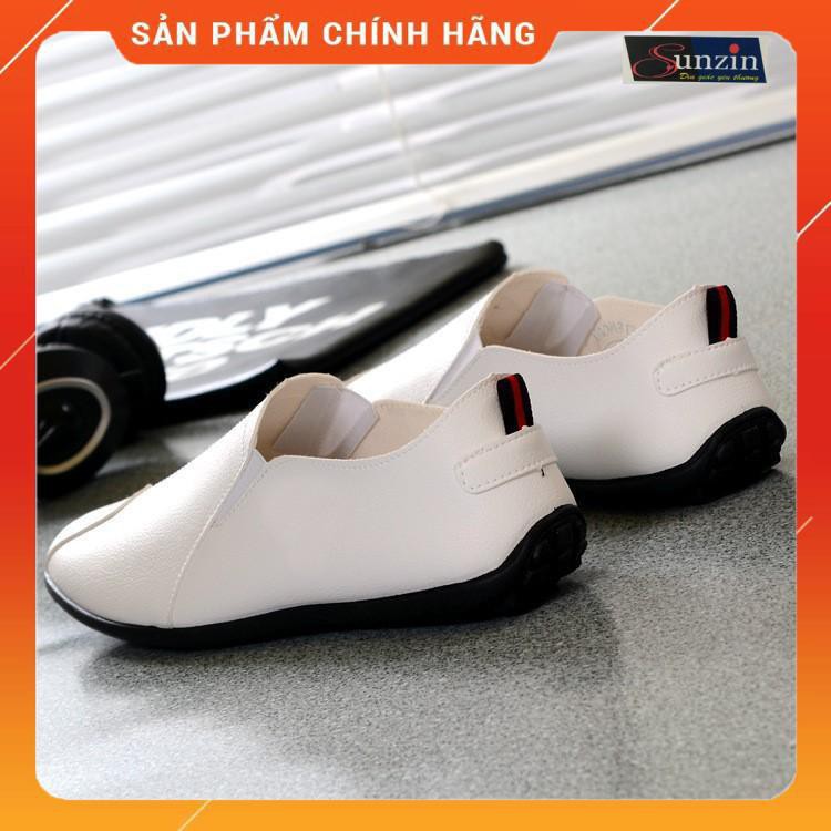 HN-Giày da thời trang cao cấp nam/nữ MÀU TRẮNG - Loại Giày lười sneaker cách tân không dây