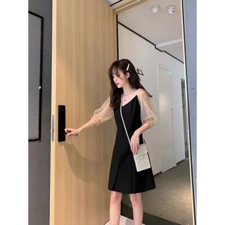 Đầm dự tiệc phối tay lưới xinh/ đầm suông/ đầm thiết kế
