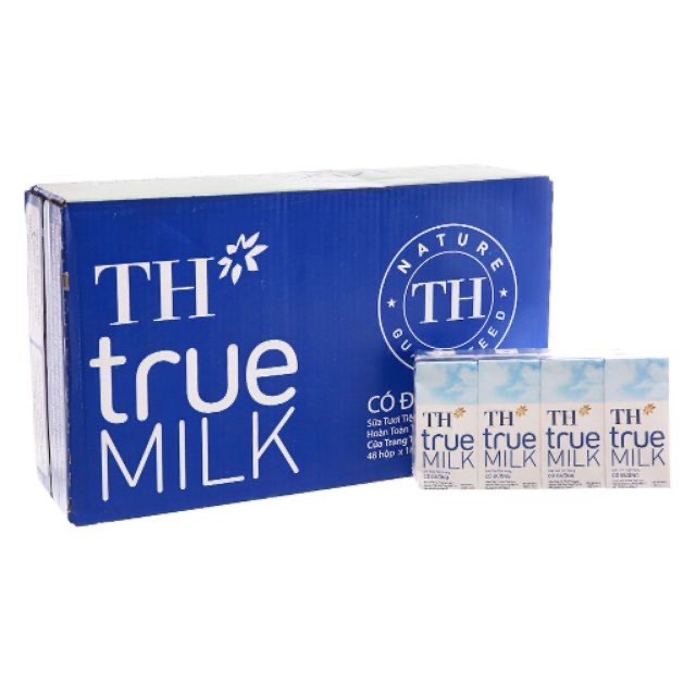 Sữa TH True Milk - Hộp to 180ml - Có đường - Ít Đường - Nguyên chất  Hàng date dài (Nguyên thùng 48 hộp)