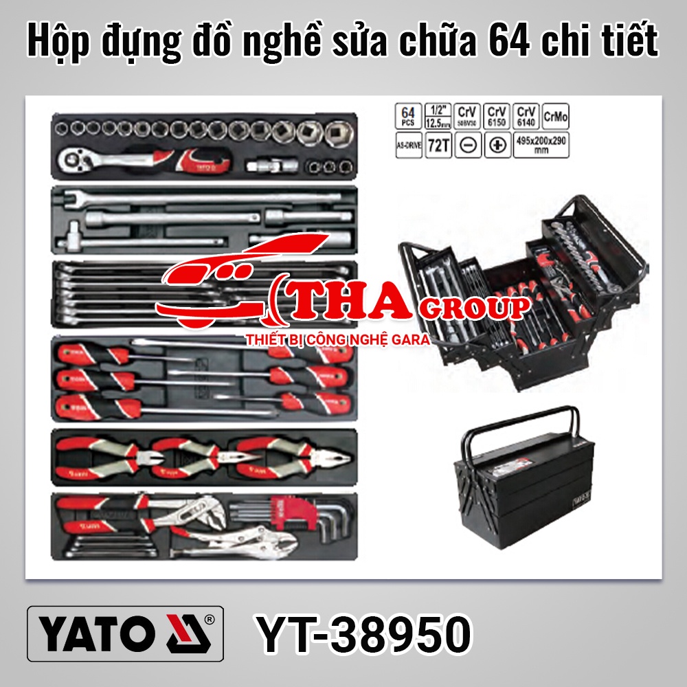 Hộp đựng đồ nghề sửa chữa 64 chi tiết Yato YT-38950