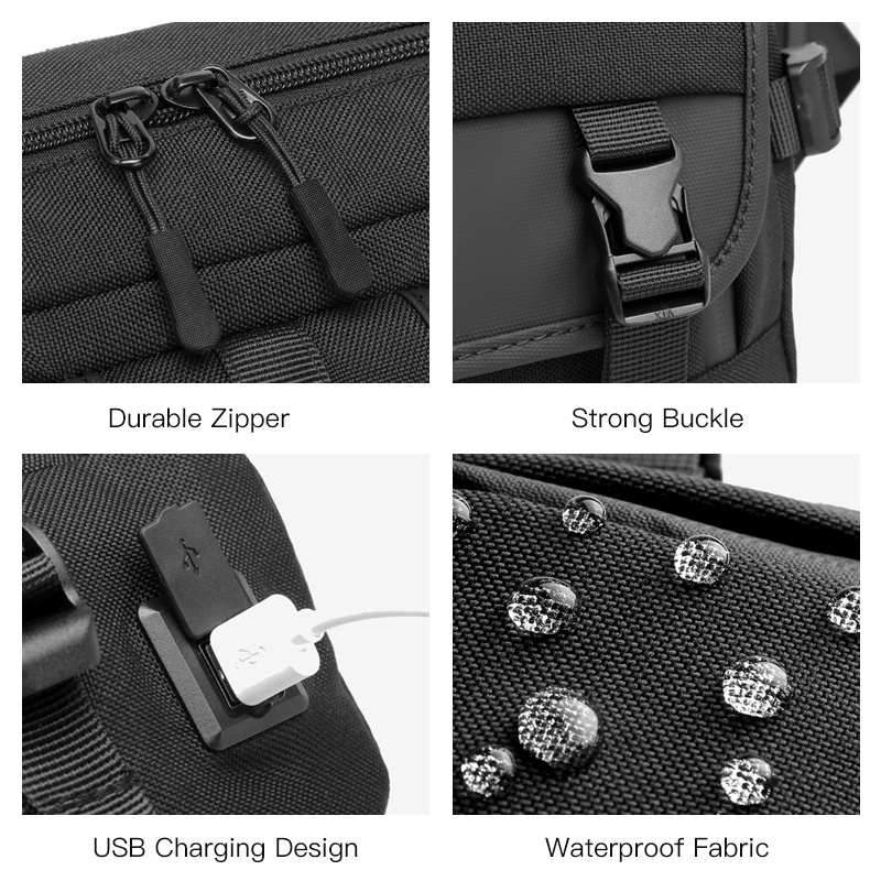 Túi đeo hông OZUKO 9451 chống nước có cổng sạc USB đa năng