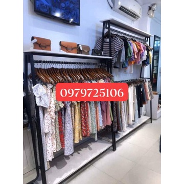 Giá treo quần áo - Kệ A hộp vuông 1 tầng có gỗ