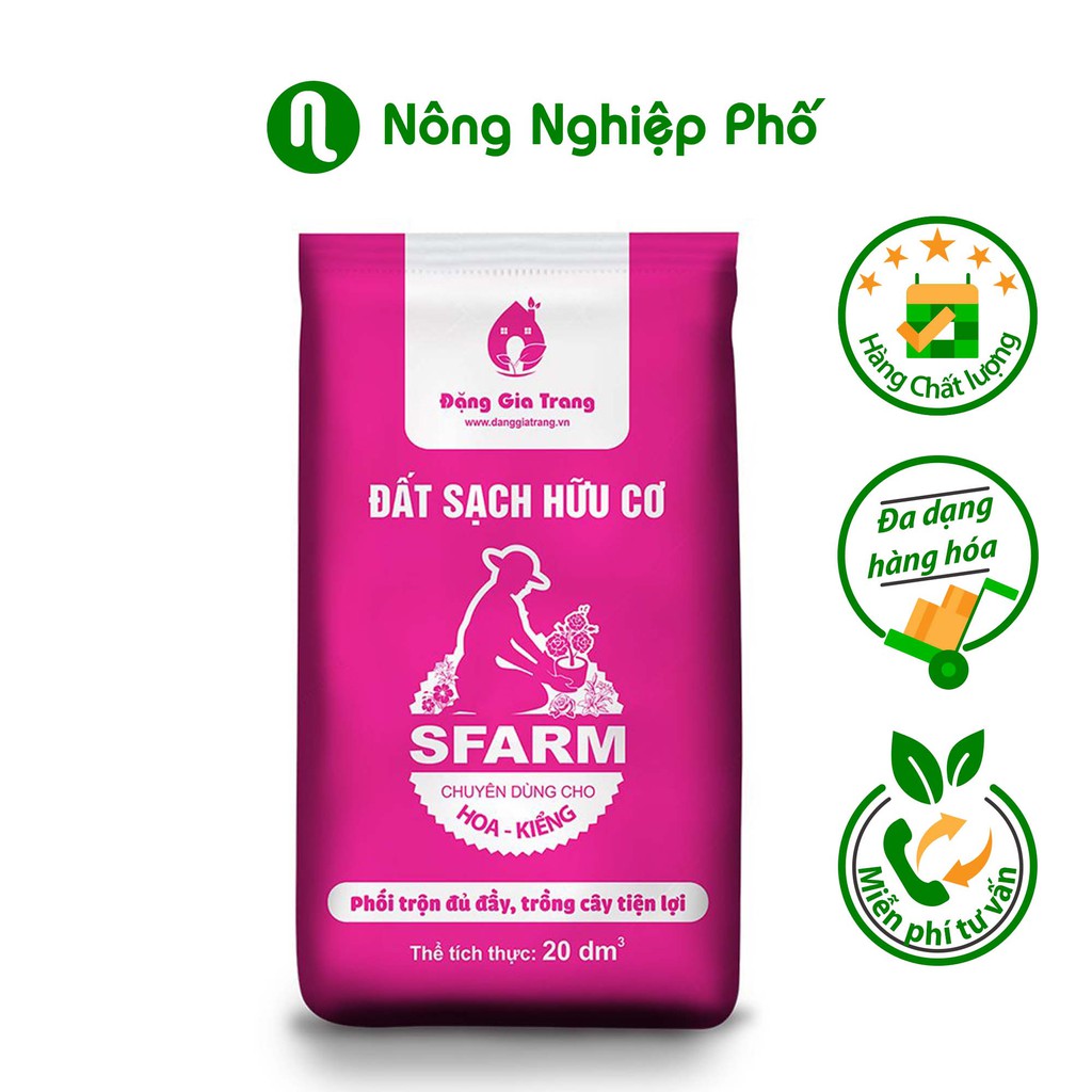 Đất hữu cơ Sfarm chuyên dùng cho hoa kiểng - bao 20dm3