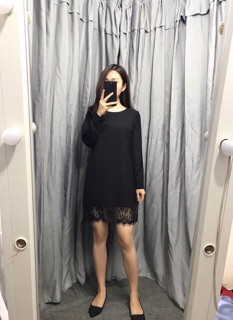 Đầm suông phối ren chất dư rất đẹp