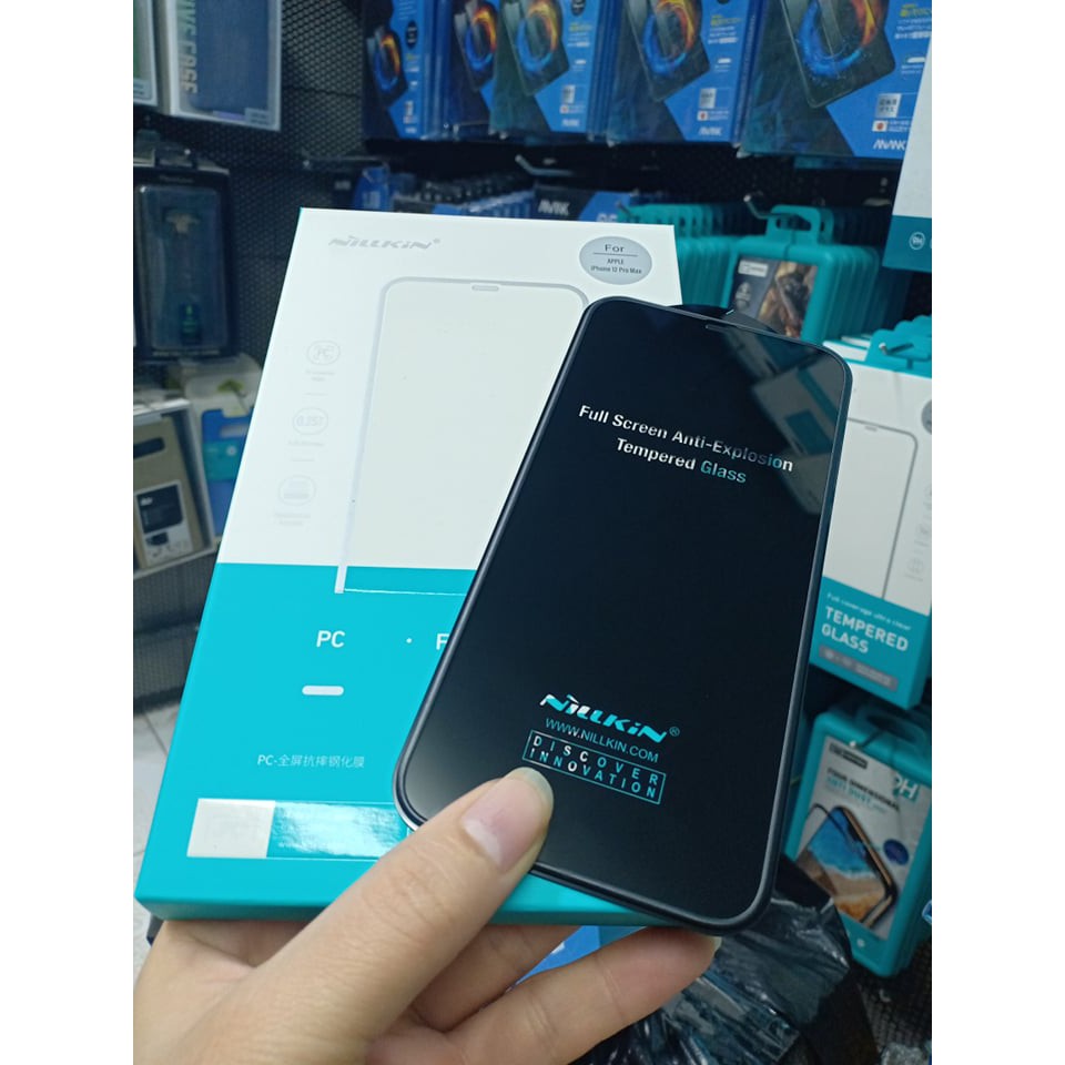 Kính cường lực mép mềm, chống bụi màng loa Nillkin PC cho Iphone 12 ❤//12 Pro/12 Pro Max Kèm khung dán SM