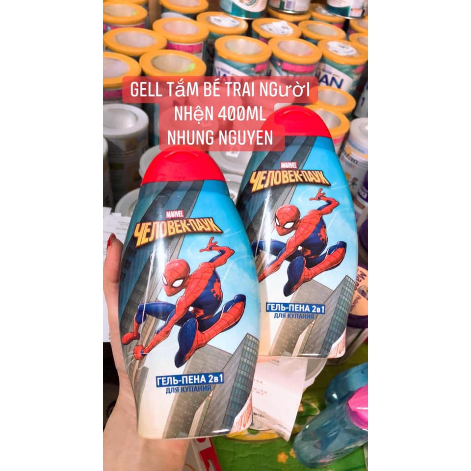 gell tắm gội bé trai 2 trong 1 Người Nhện bay