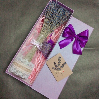 Set Hộp quà tặng Lọ thuỷ tinh vintage+90 cành Lavender Pháp kèm túi nụ hoa