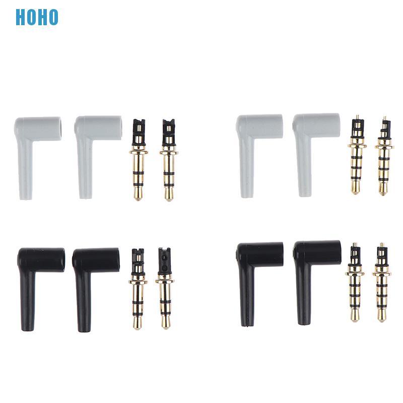 Set 2 giắc cắm tai nghe 90 độ 3 4 cực 3.5mm mạ vàng chuyên dụng