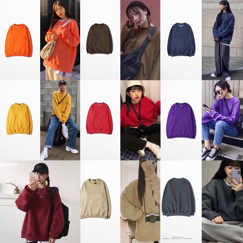 ÁO NỈ TRƠN SWEATER UNISEX NELLY HEYBIG NỈ LÓT LÔNG SIÊU ẤM