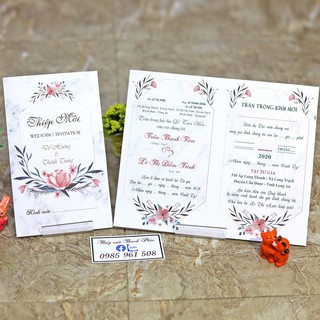 THIỆP CƯỚI HOA HIỆN ĐẠI M1 (đã bao gồm công in nội dung hoàn chỉnh)
