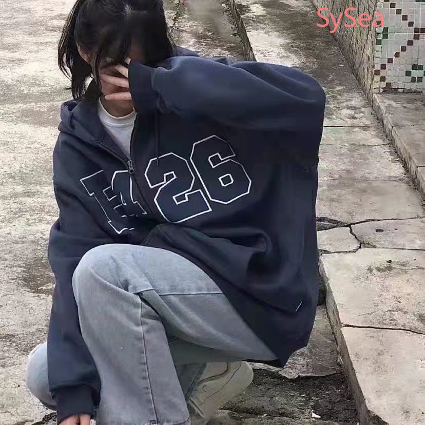 Áo khoác nhung dáng rộng phối khóa kéo cá tính trẻ trung kiểu hàn quốc