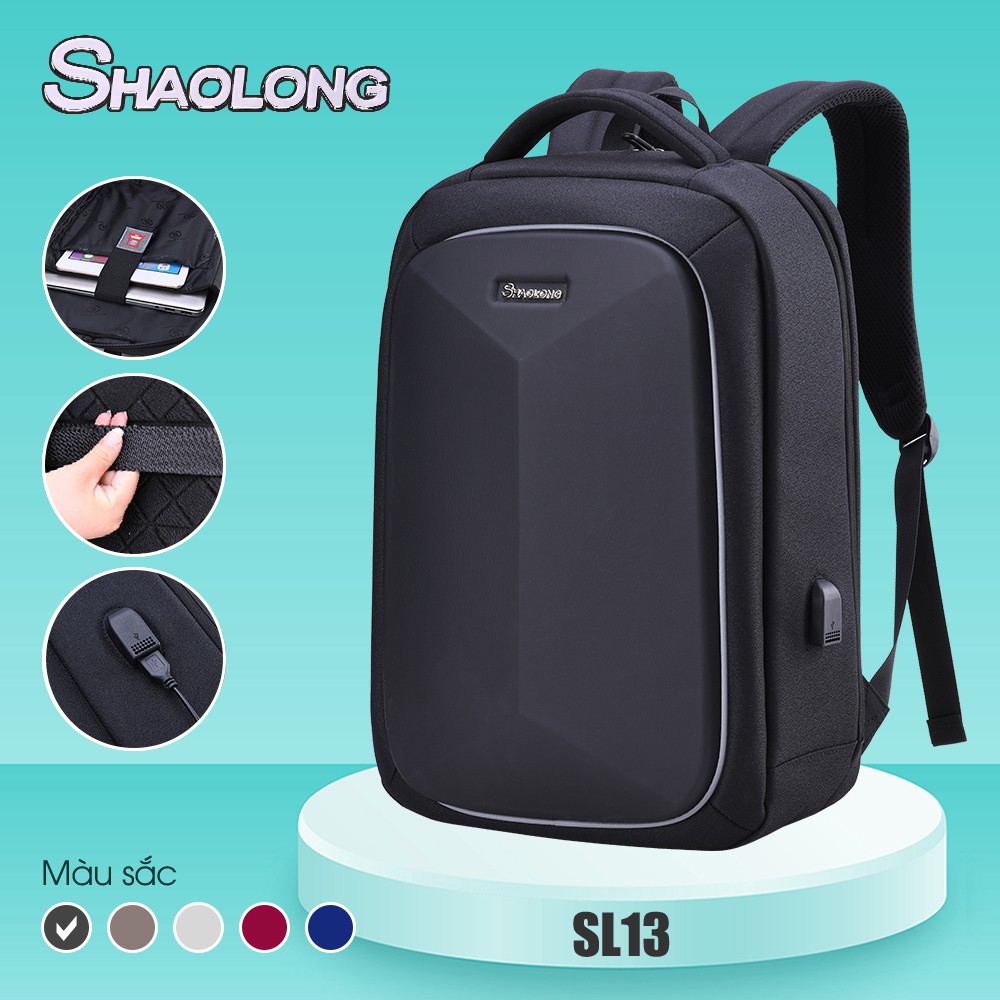 Balo nam nữ công sở balo unisex chống trộm chống thấm nước ngăn laptop 15 inch có cổng sạc USB tiện lợi SHAOLONG SL13 #8