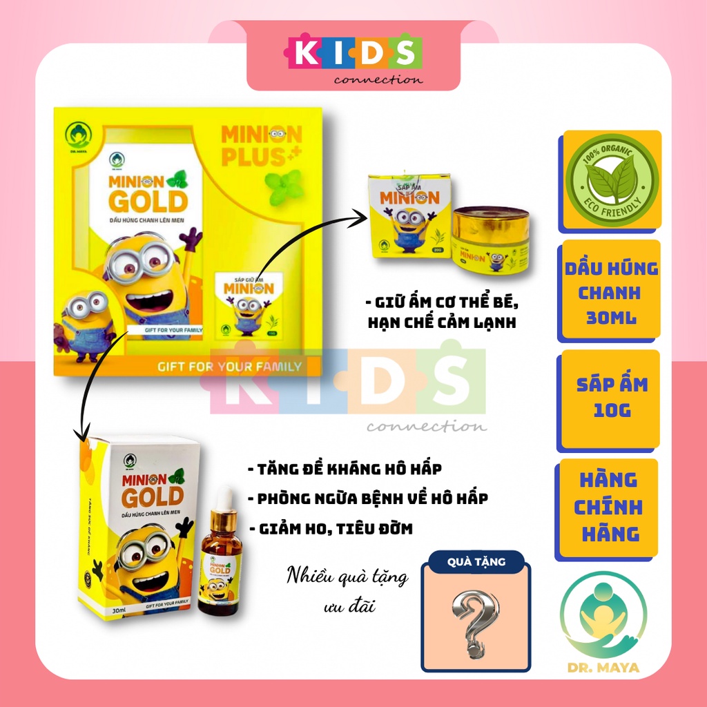 Combo dầu húng chanh minion plus (dầu húng chanh lên men minion gold kèm sáp giữ ấm)