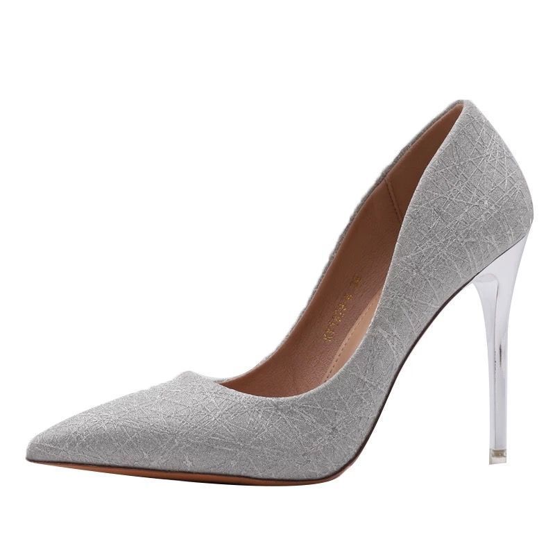 Giày Cao Gót Mũi Nhọn Đính Kim Sa Thời Trang 2021 Cho Nữ