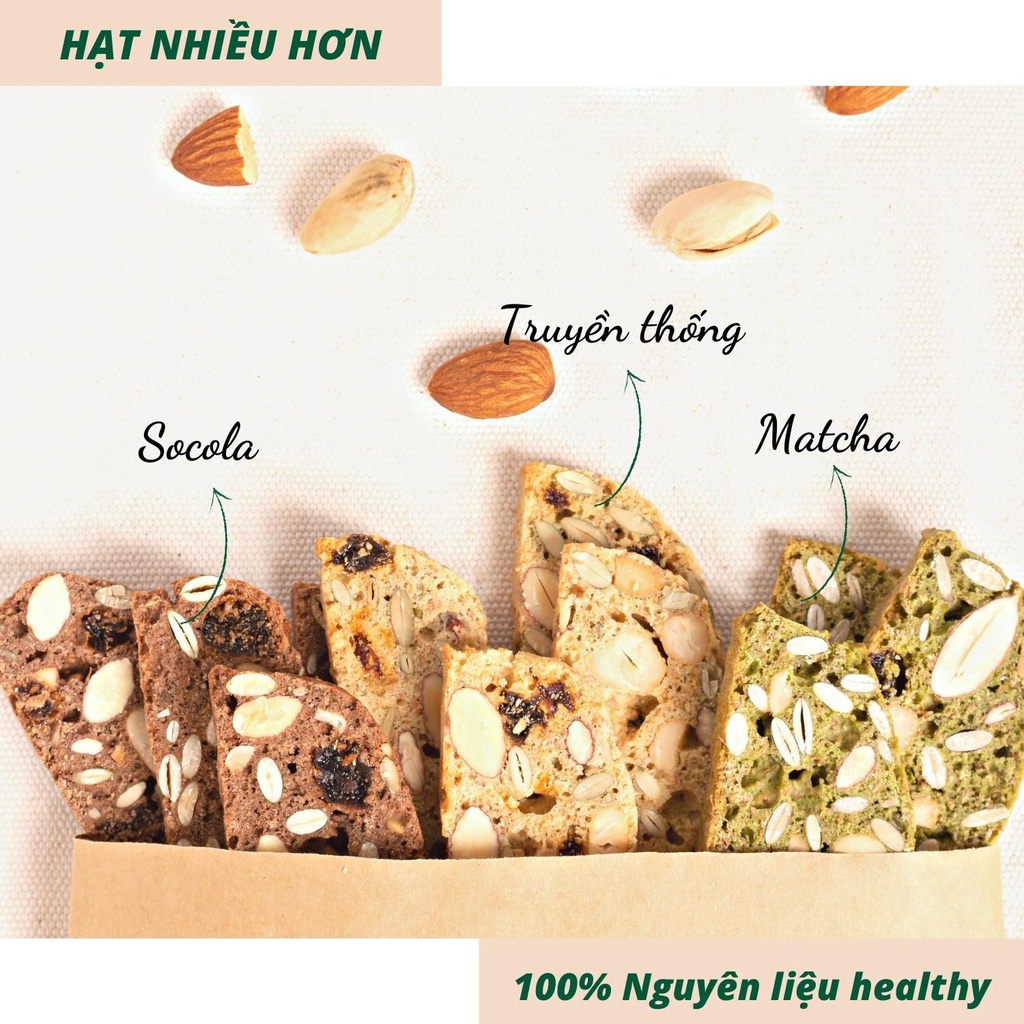 Bánh Biscotti nguyên cám ăn kiêng không đường 200g by Tiệm nhà Mơ