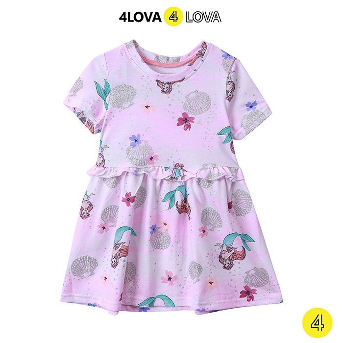 Váy thun cotton cho bé gái 4LOVA  chất cotton mềm mại thấm hút mồ hôi xinh xắn hàng chính hãng