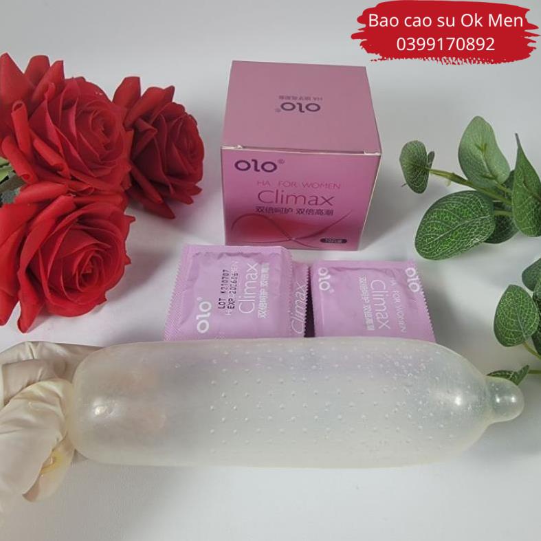 Bao Cao Su OLO Climax Ha For Women, BCS Gai Lớn, Siêu Mỏng, Nhiều Gel Bôi Trơn Hộp 10BCS