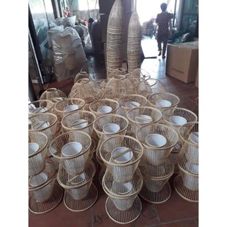 Chao đèn mây tre dáng xô thả trần đẹp