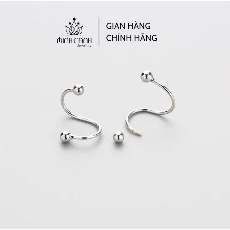 Bông Tai Bạc Xoắn 2 Đầu Bi Tròn - Minh Canh Jewelry