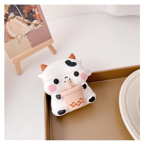 ☘️Tặng kèm dây đeo☘️Case Airpod 1 2 Pro ...Vỏ bao bọc Bò sữa uống Trà sữa đựng tai nghe không dây airpods silicon mềm