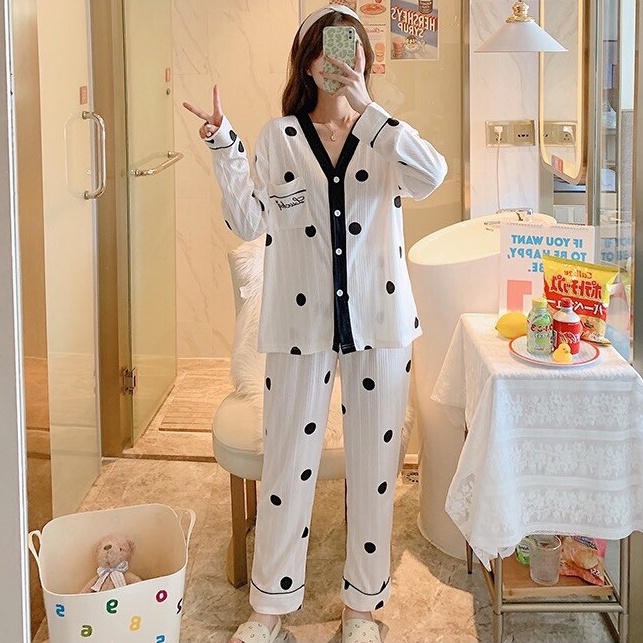 Đồ Bộ Nữ Pijama Tay Dài Quần Dài Cực Xinh TD07 | BigBuy360 - bigbuy360.vn