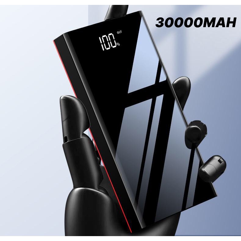 SẠC CỰC NHANH - PIN SẠC DỰ PHÒNG 30000MAH MẶT GƯƠNG ĐEN HUYỀN THOẠI