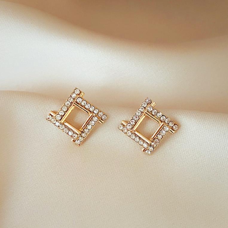 Bông tai đính đá Hoa tai Bạc S925 Khuyên không gây dị ứng da nhiều hình xinh xắn sang chảnh, June accessories