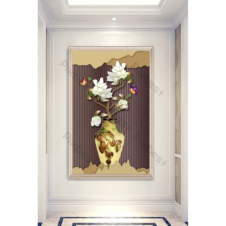 Tranh dán tường 3D Bình hoa bướm vẽ hiện đại MS1199635