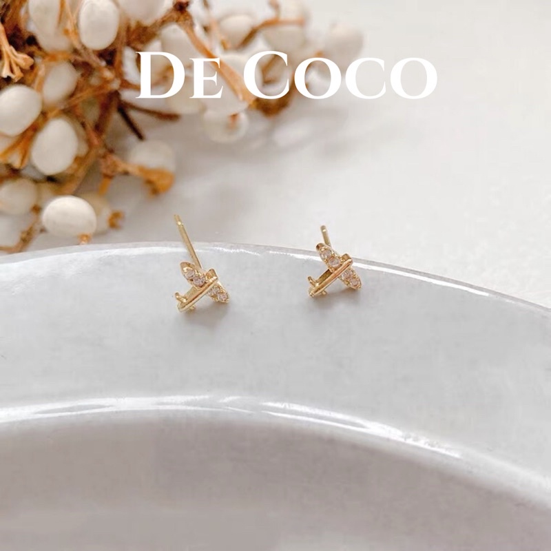 Khuyên tai bạc hình máy bay mini Flight decoco.accessories