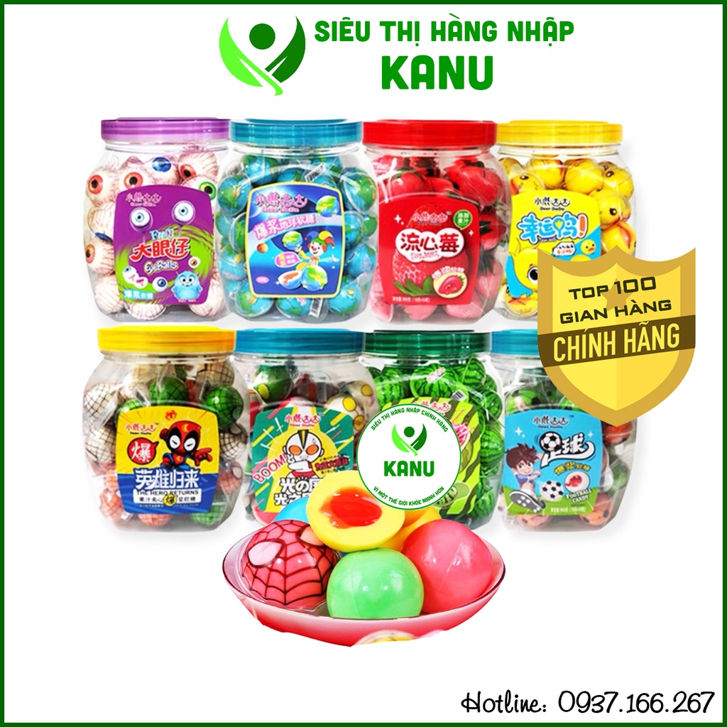 Kẹo có nhân hình con mắt/ trái đất/ quả bóng/ quả đào/ dưa hấu/ người nhện Halloween siêu thơm ngon