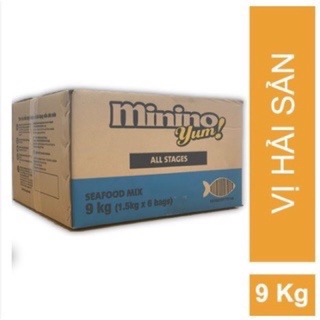 1 thùng thức ăn cho mèo minino yum hải sản 9kg
