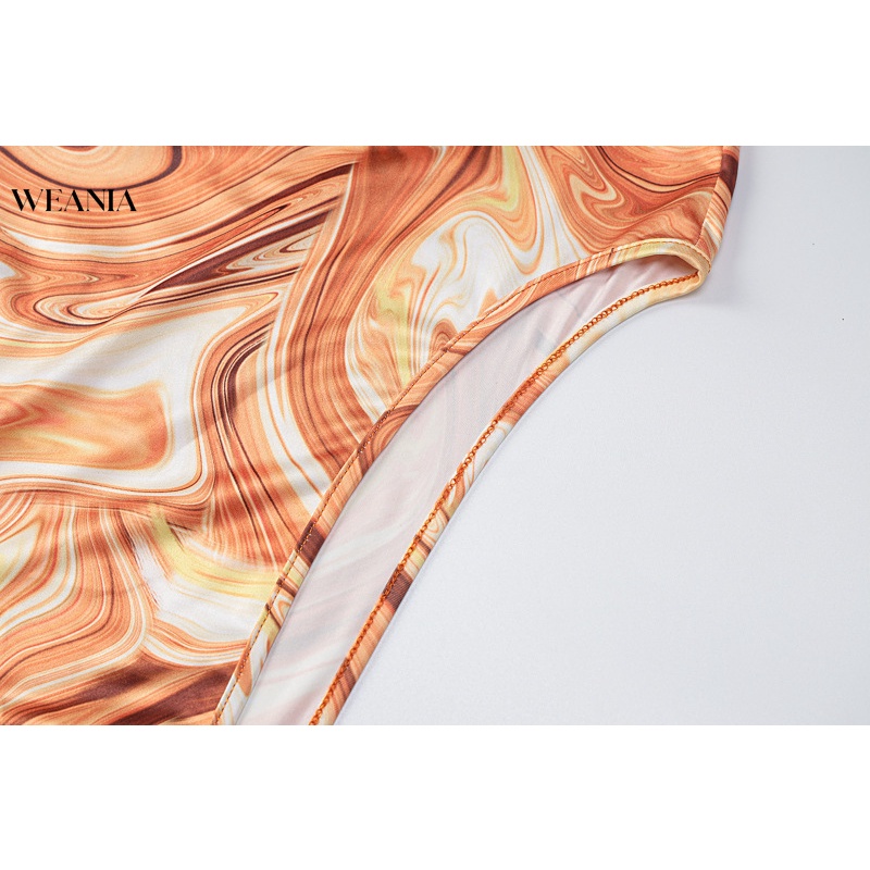 Đầm Dài Xẻ Tà Hở Lưng Họa Tiết In Thời Trang Mùa Hè Cho Nữ