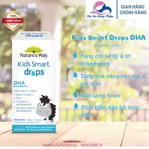 DHA dạng giọt Nature’s Way Kid Smart DHA Drops 20ml Úc Drop