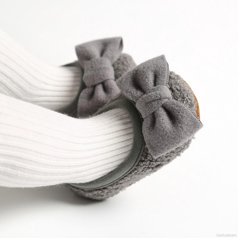 Giày búp bê phối nút bướm chống trượt cho bé gái 0-18 tháng