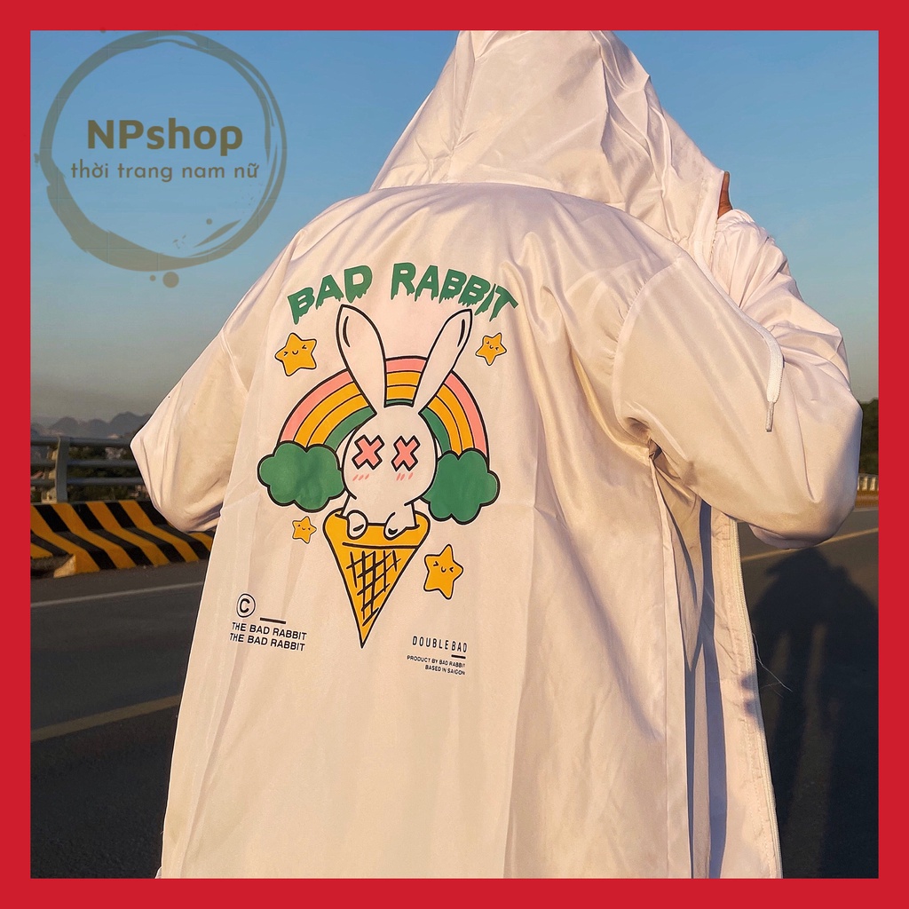 Áo khoác dù Bad Rabbit nam nữ form rộng , áo gió Unisex Chống Nắng ulzzang Jacket Bomber | BigBuy360 - bigbuy360.vn