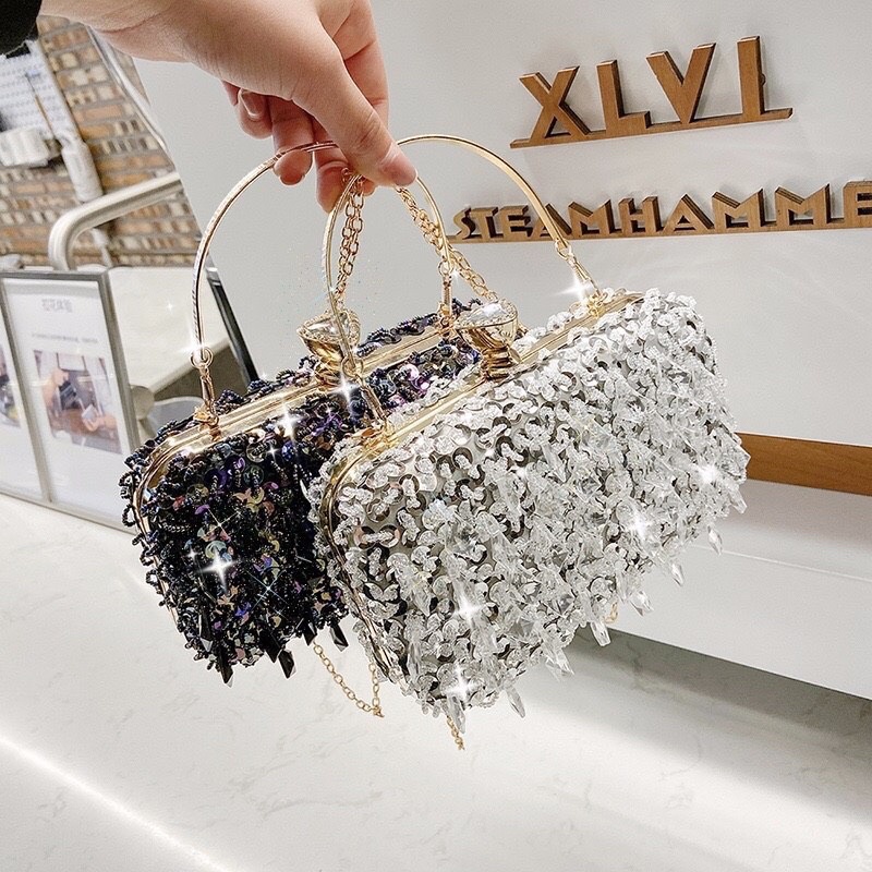 TÚI XÁCH ĐÍNH ĐÁ SIÊU SANG CHANH CẦM TAY