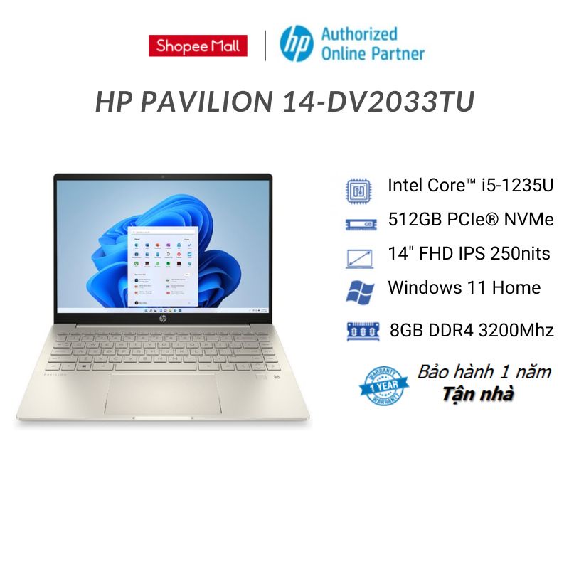 Laptop HP Pavilion 14-dv2033TU / dv2035TU/ dv2036TU (Core i5-1235U/8GB/512GB SSD)