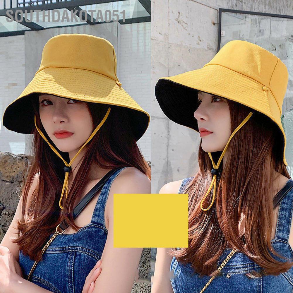 Mũ vải đội mùa hè vành rộng có dây buộc phù hợp các hoạt động ngoài trời đi bộ đường dài câu cá