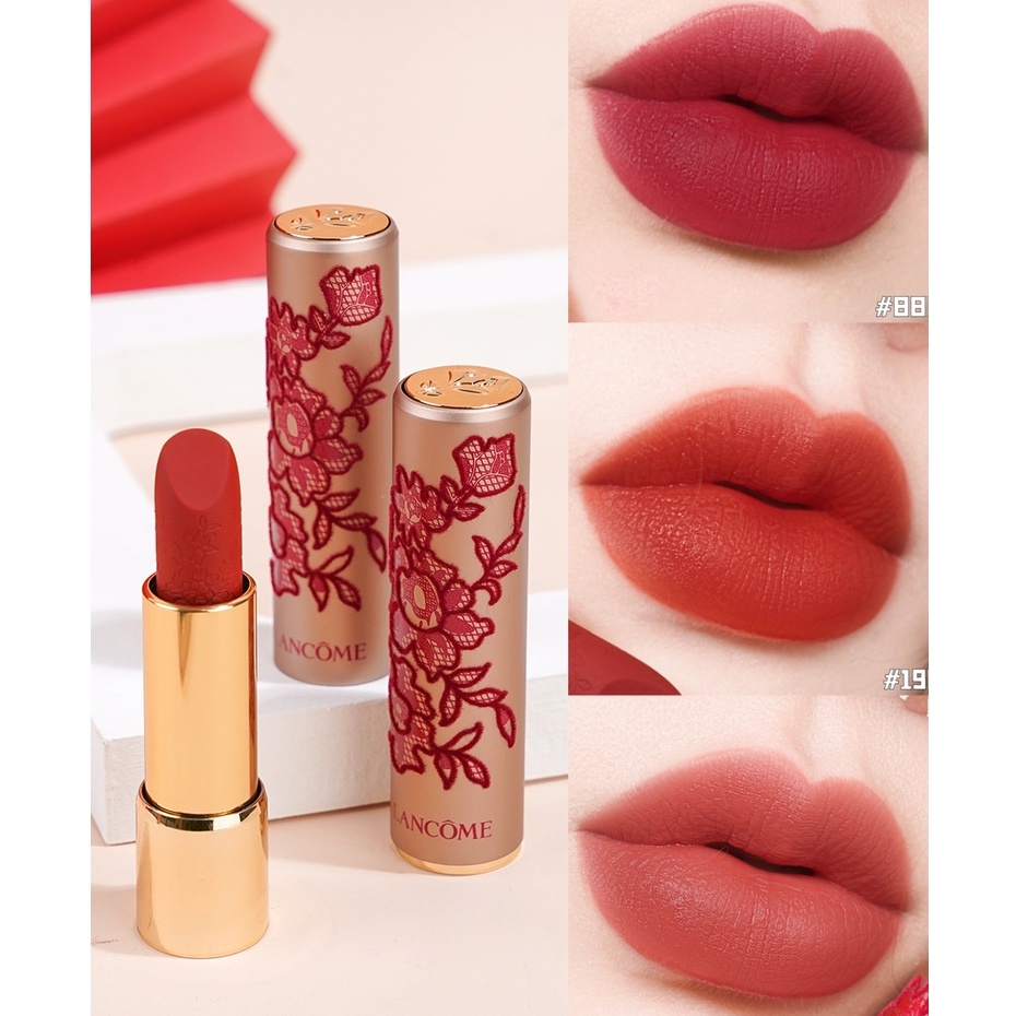Son môi Lancome 196-274-888 màu lì phối ren dập nổi họa tiết năm mới