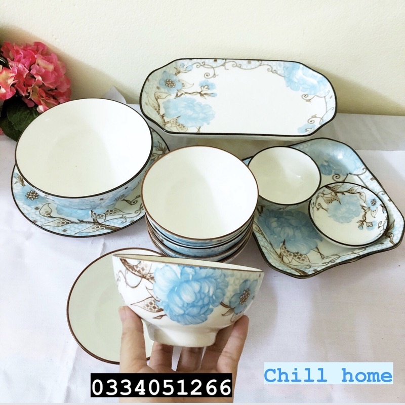 Bộ bát đĩa sứ Bát Tràng ,set Bát đĩa họa tết 3D ,bộ đồ ăn decor men dày dặn,phong cách Bắc Âu mã V888