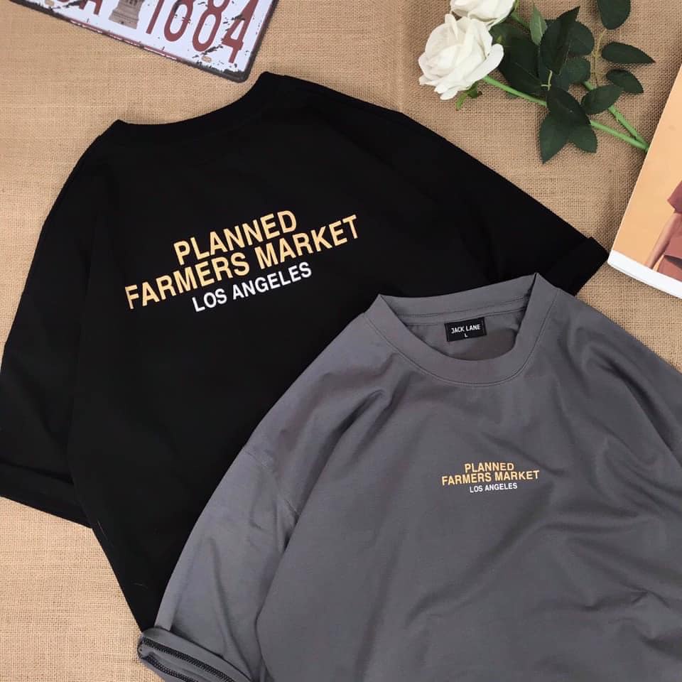 Áo thun tay lỡ Plan dáng rộng unisex nam nữ mặc được 2 màu đen xám basic dễ phối đồ phong cách hàn quốc | BigBuy360 - bigbuy360.vn