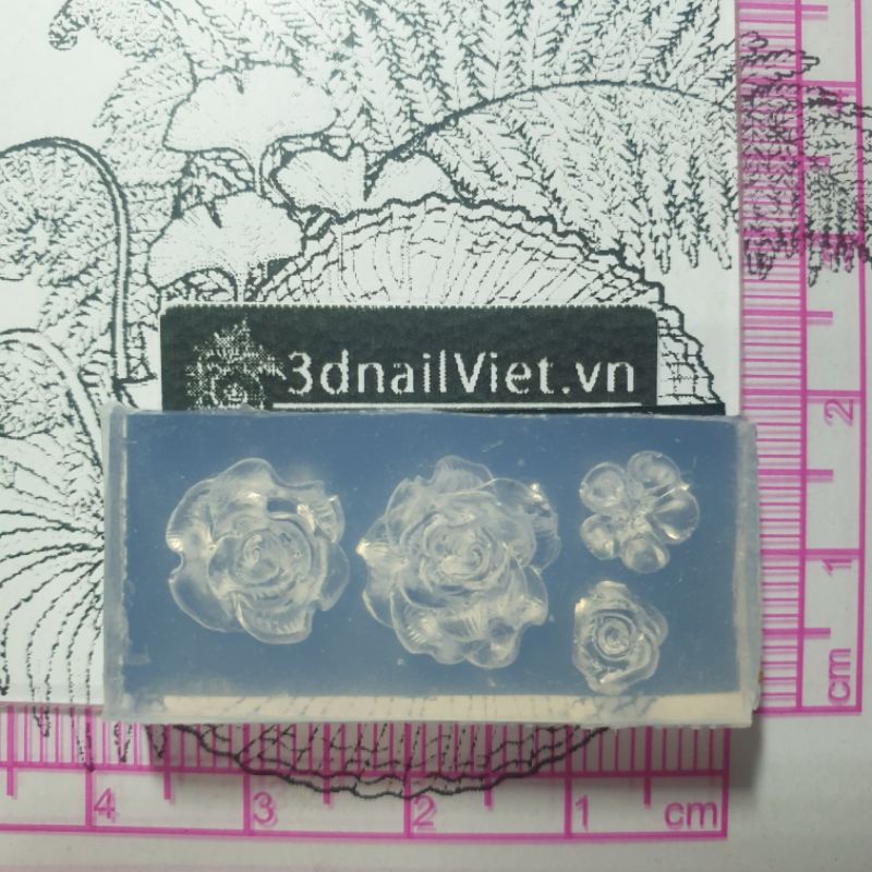 Khuôn charm hoa 4d trang trí nail,keycap - Mẫu 4 hoa