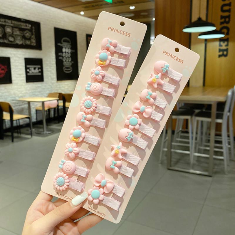 Set 10 Kẹp Tóc Hình Hoa / Trái Cây Xinh Xắn Cho Bé Gái