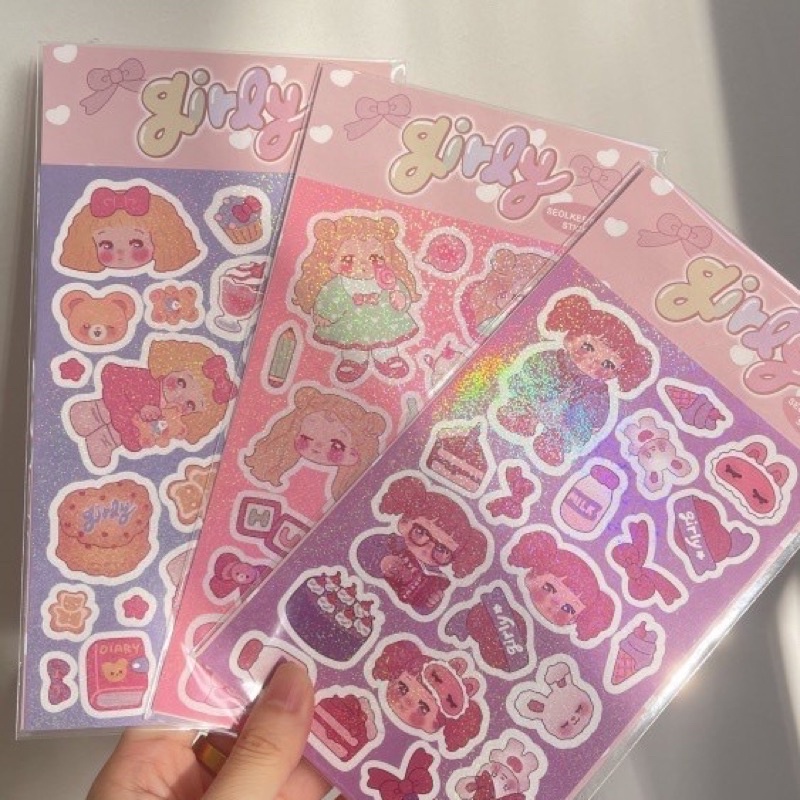Sticker hình dán girly hàn quốc lấp lánh