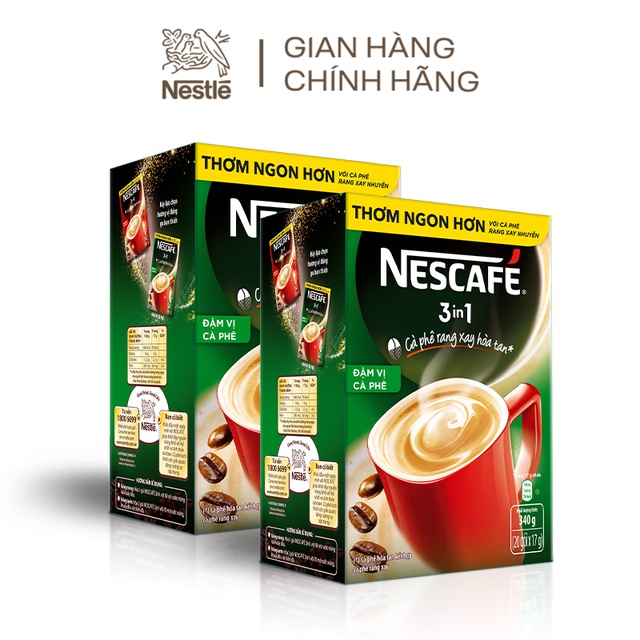 Combo 2 hộp 20 gói x 17g NESCAFE 3in1 Rang xay Đậm Vị Cà Phê