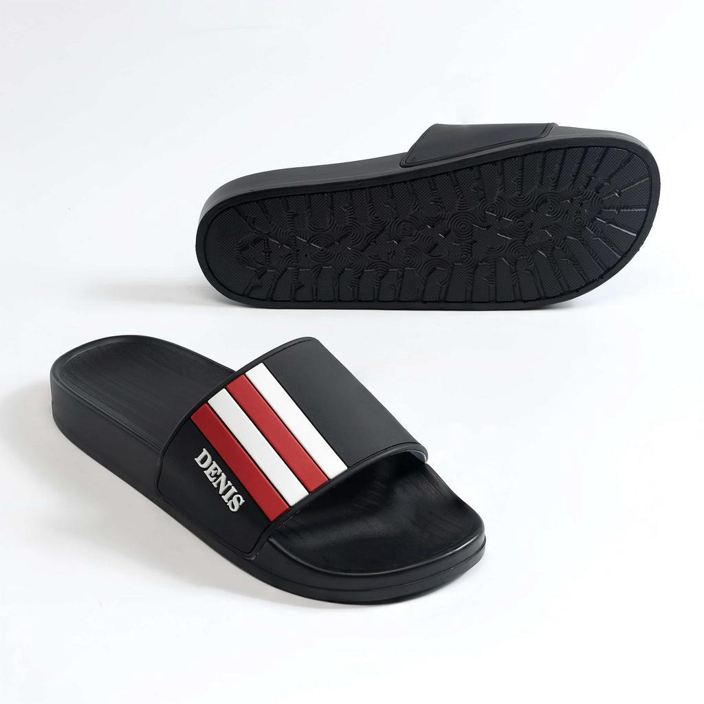 Dép quai ngang nam nữ Denis ST02 Unisex Slipper Đen 3 sọc nam tính  Ngoài trời