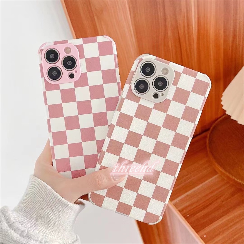 Ốp điện thoại chống sốc họa tiết kẻ ô cho iPhone 13 12 11 Pro Max 7 8 6 6s Plus SE 2020 Xr X Xs Max