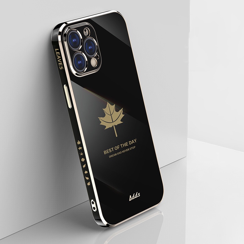 Ốp Điện Thoại Mạ Hình Lá Phong Cho iPhone 11 Pro X XS Max XR 6 6S 7 8 Plus Se 2020